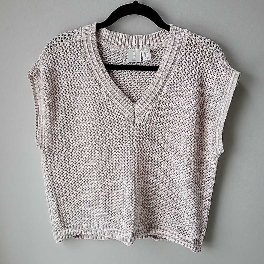 Joie Crochet sweater vest with‎ gold sequins Womens Large Open Knit